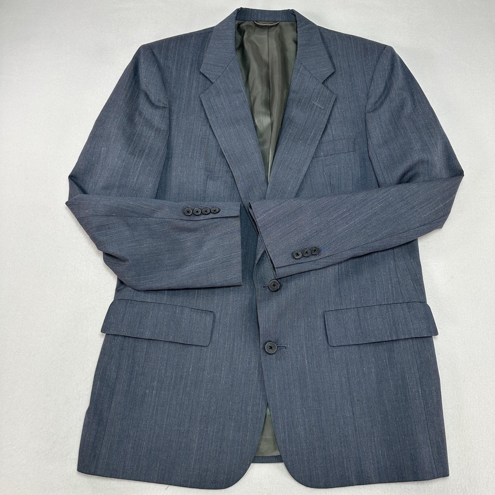 Vintage Christian Dior Suit Jacket Mens 42R Gray Stripe Notch Lapel Classic USA